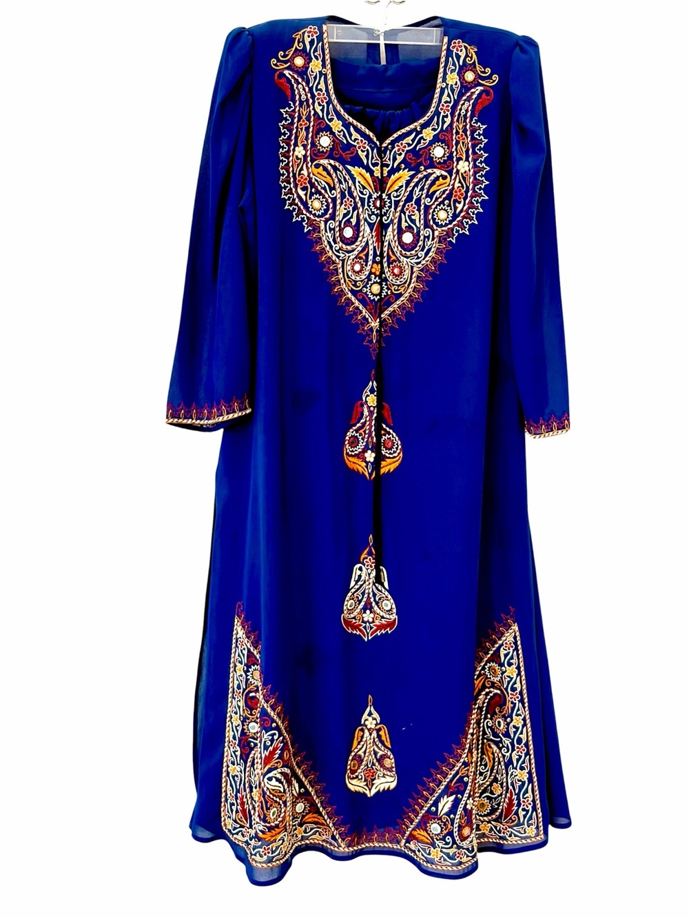 Lavishly Embroidered, beaded & Mirrored Blue Authentic Indian Kurta & Pants set